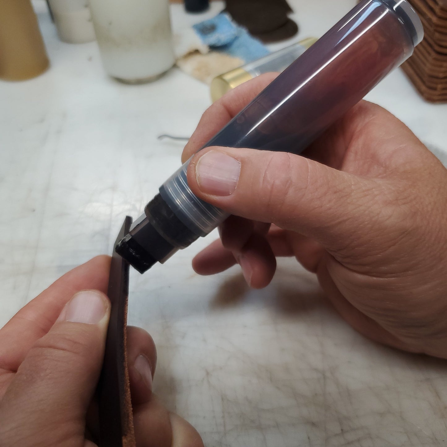 Refillable Leather Stain Pen -Small - Lazy 3 Leather Company