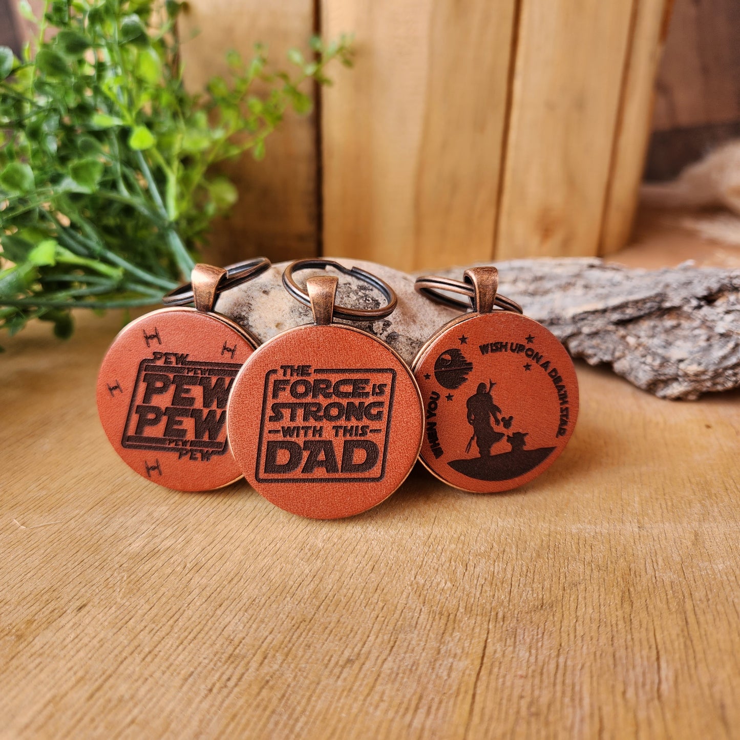 Laser Engraved Leather Keychain