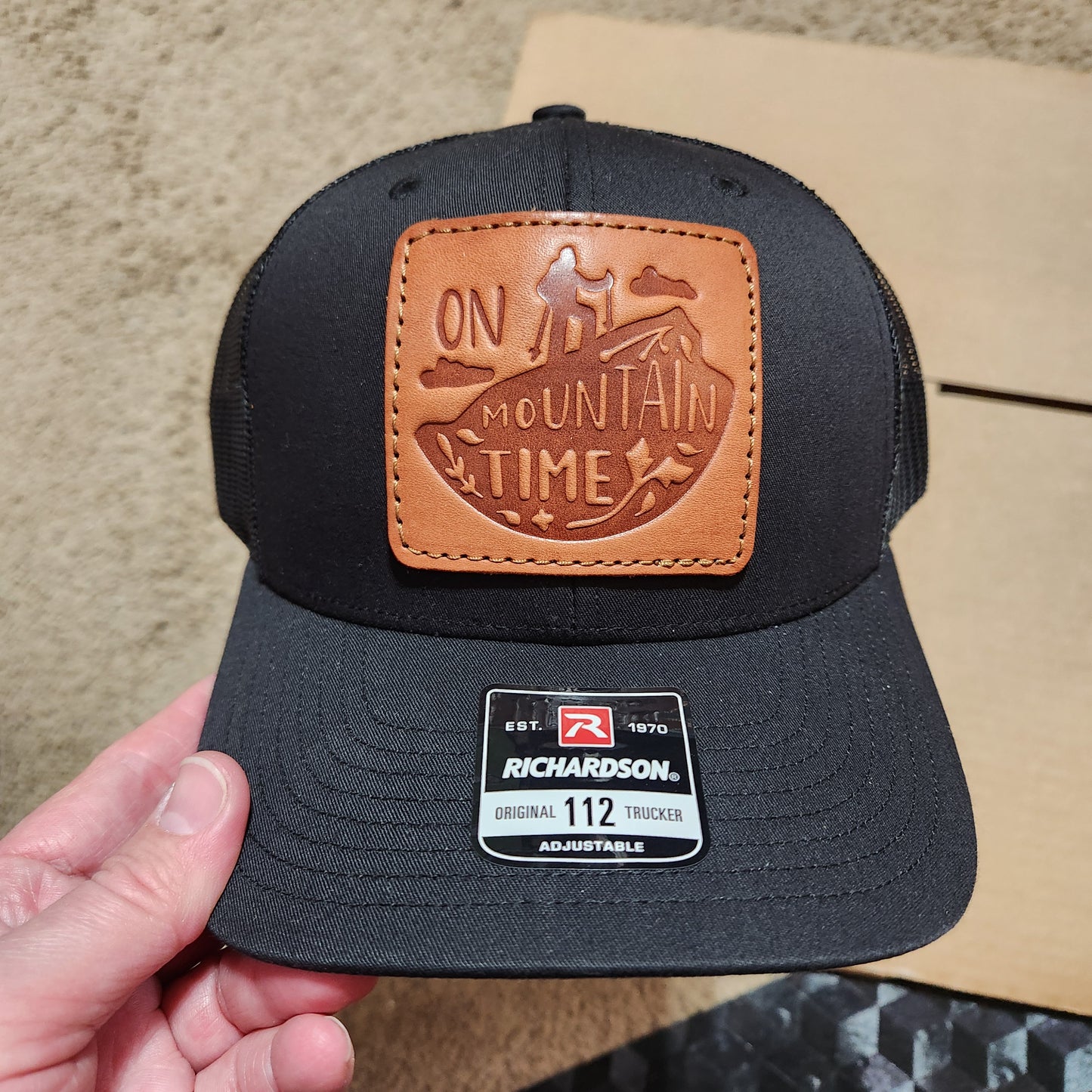 On Mountain Time Leather Patch Hat – Trucker Snapback