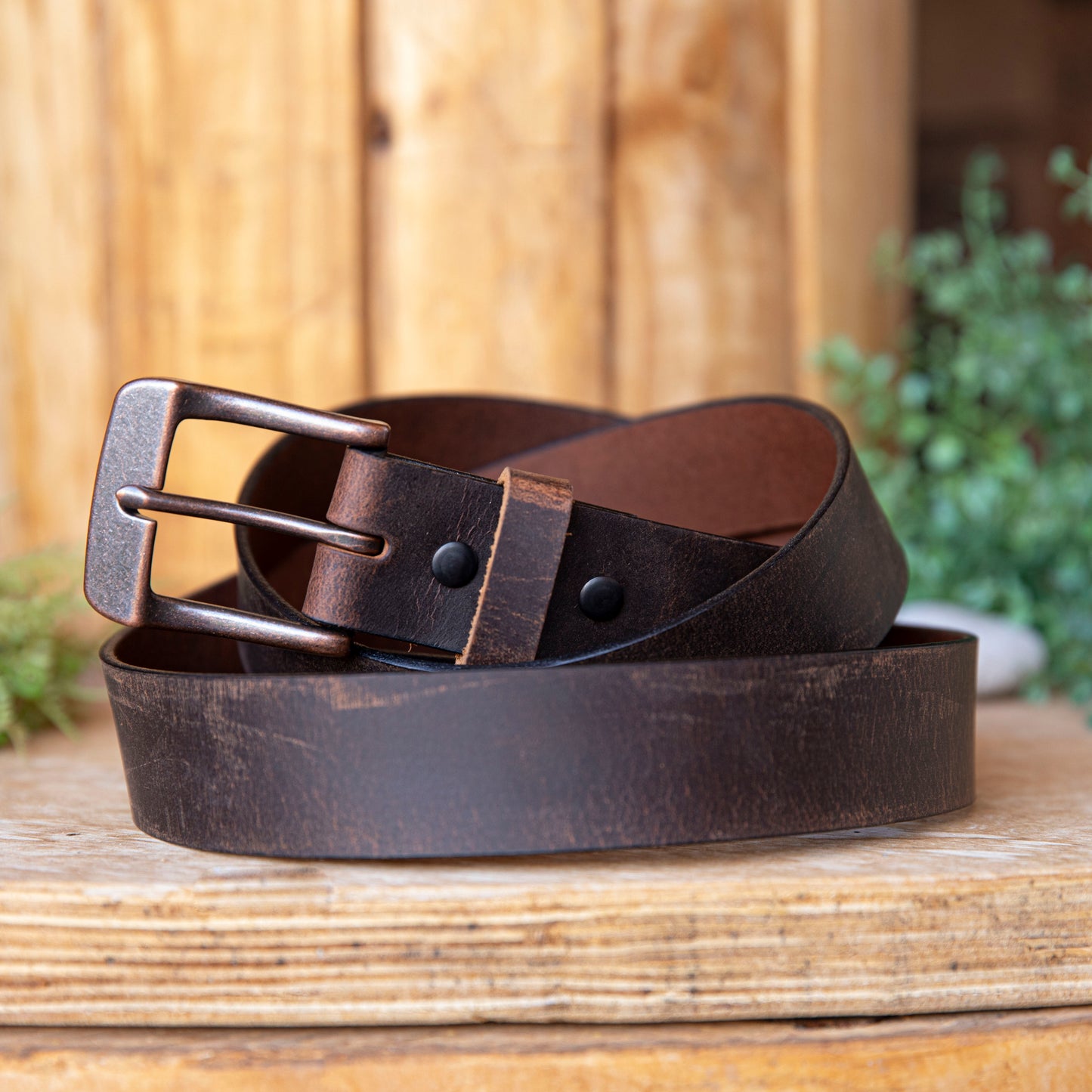 Custom Full-Grain Leather Belt – Crazy Horse/ Antique Copper