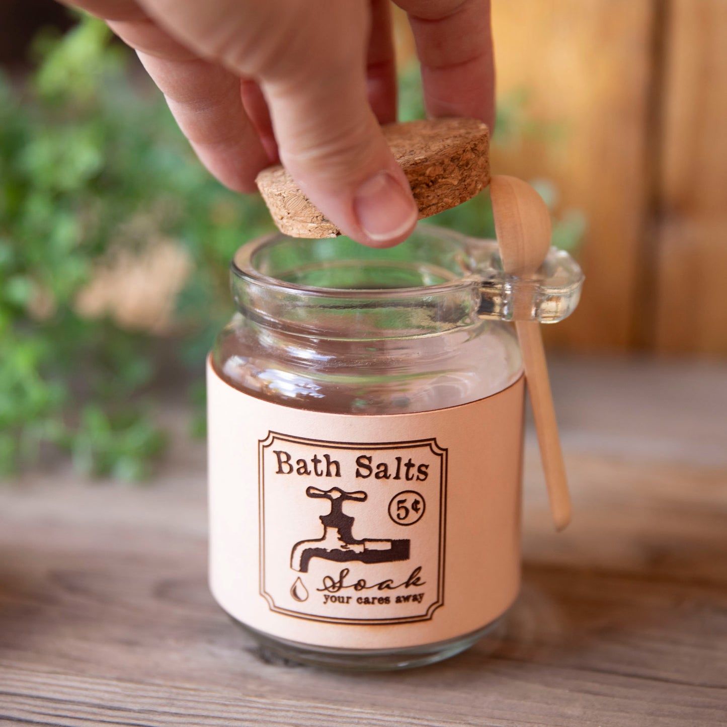 Bath Salts Leather Wrapped Jar - Lazy 3 Leather Company