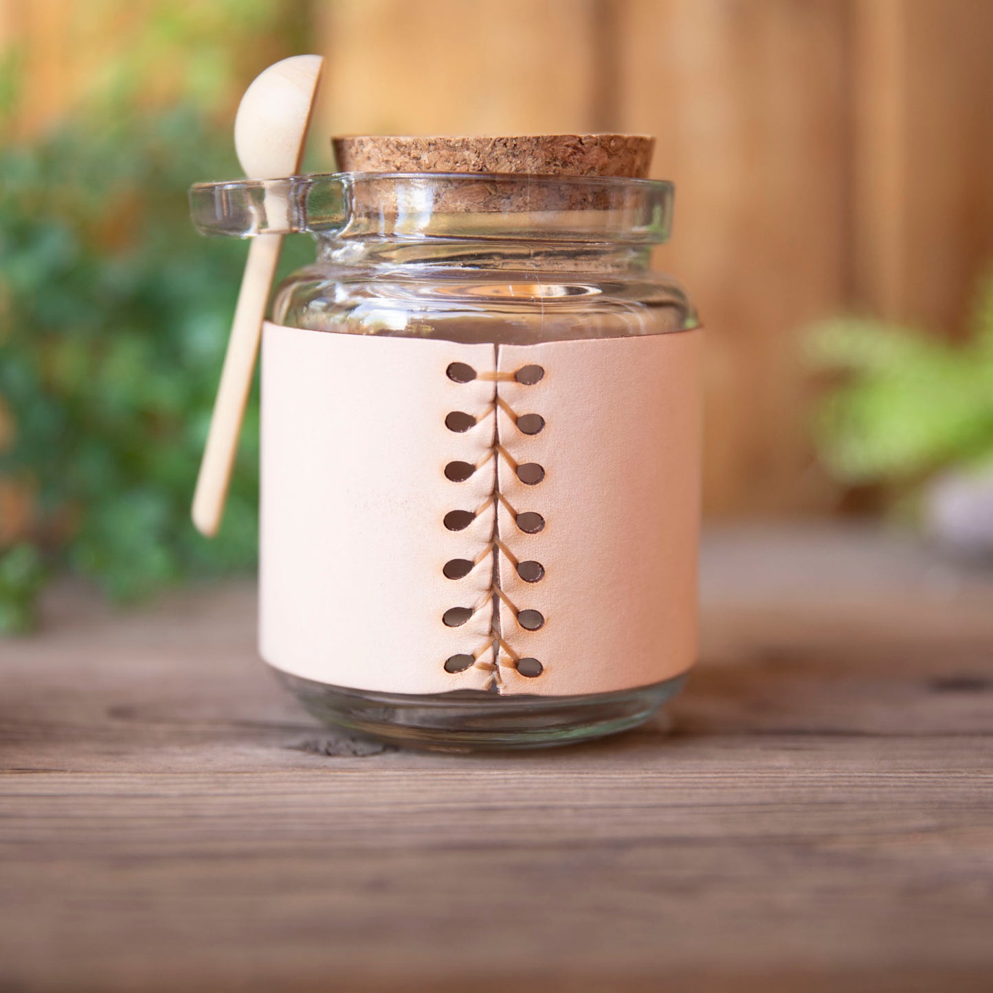 Bath Salts Leather Wrapped Jar - Lazy 3 Leather Company