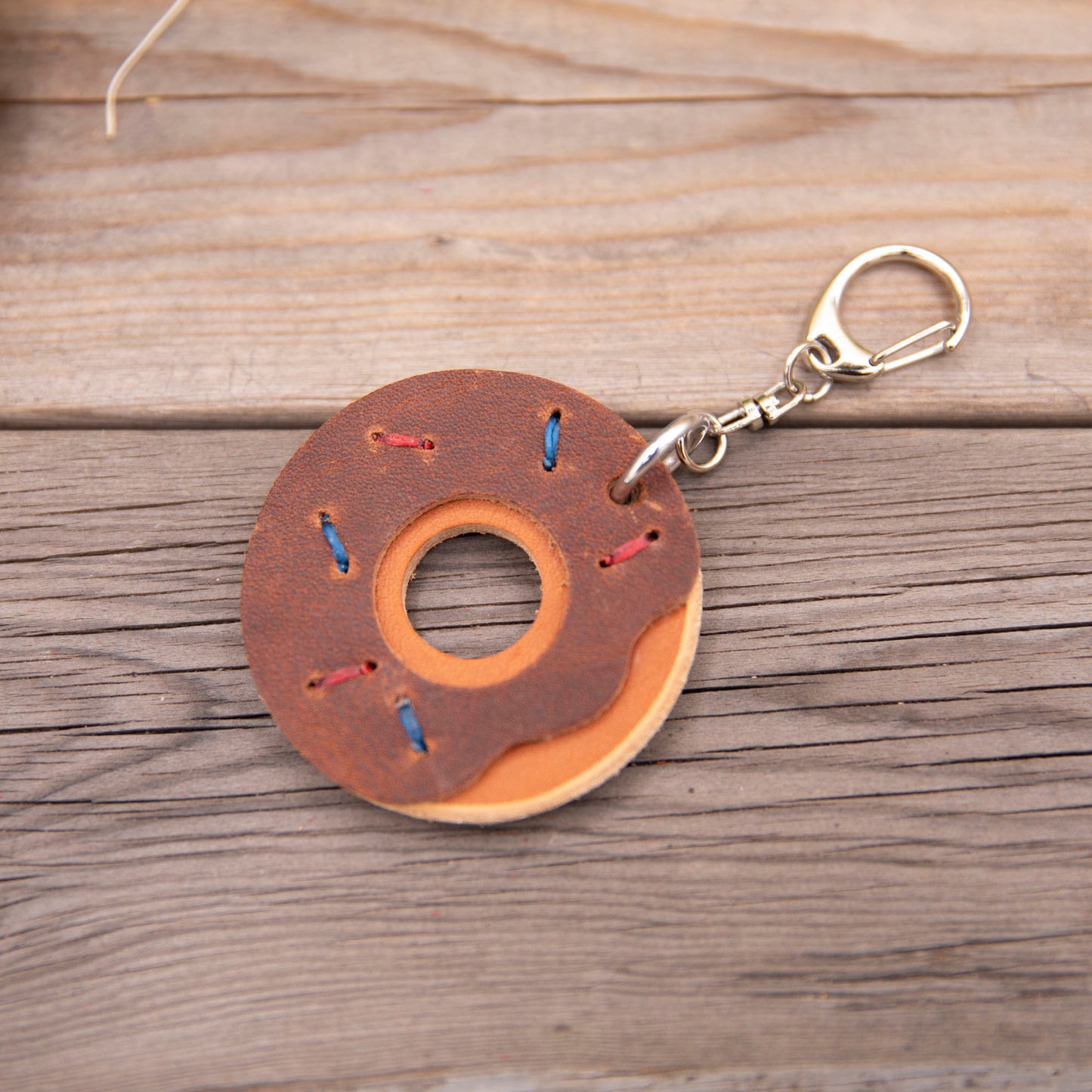 Chocolate Maple Donut Keychain - Lazy 3 Leather Company