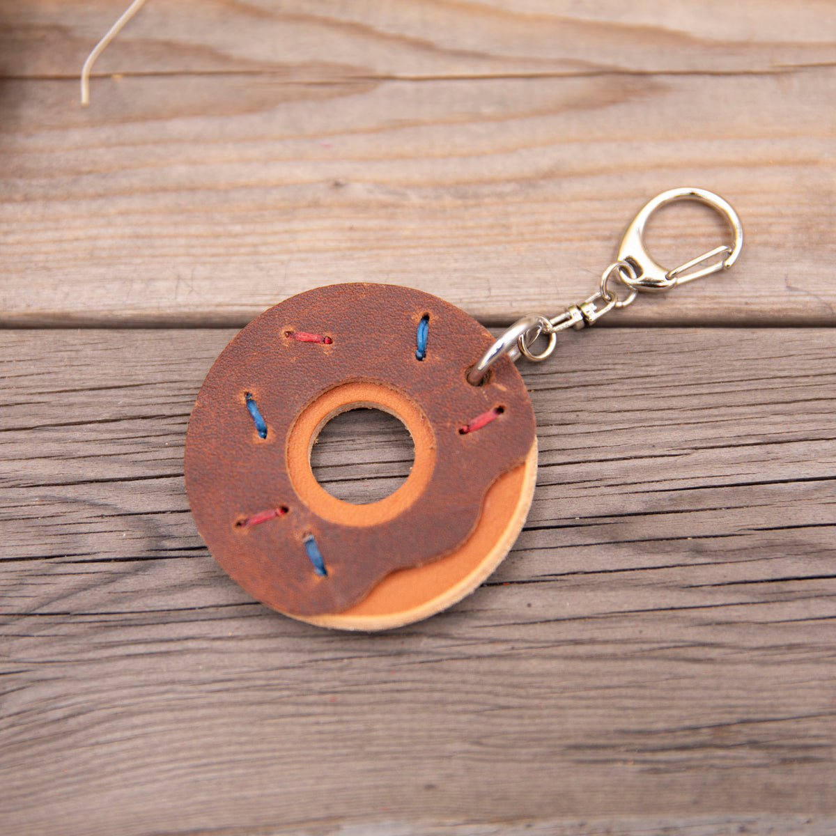 Chocolate Maple Donut Keychain Lazy 3 Leather Company