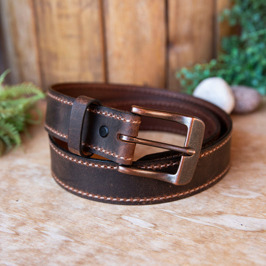 Custom Full-Grain Leather Belt – Crazy Horse/ Antique Copper