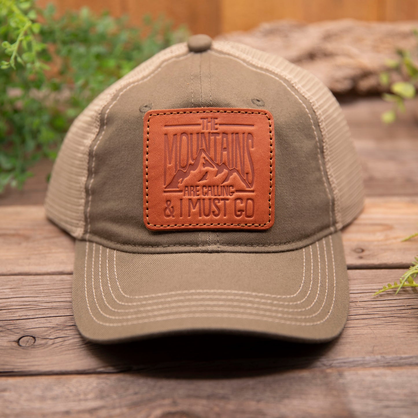 The Mountain are Calling Leather Patch Hat