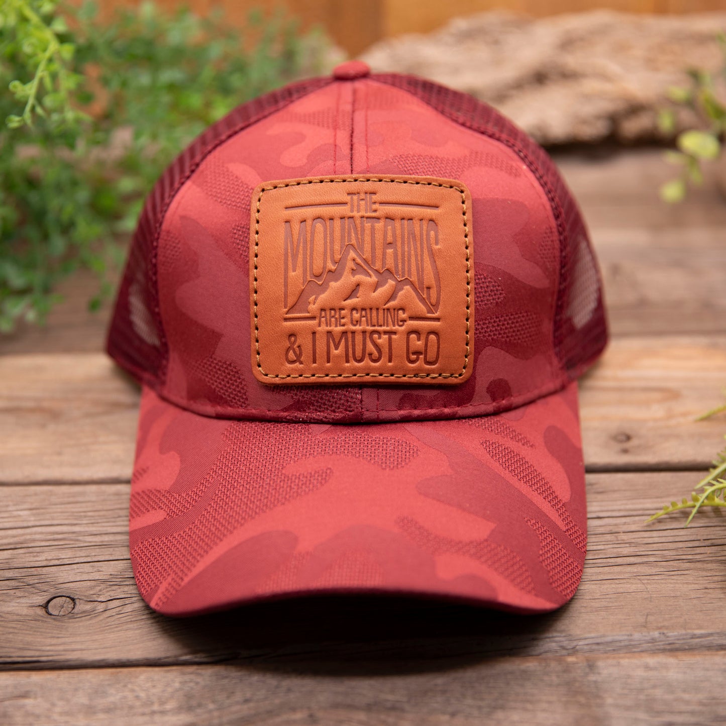 The Mountain are Calling Leather Patch Hat