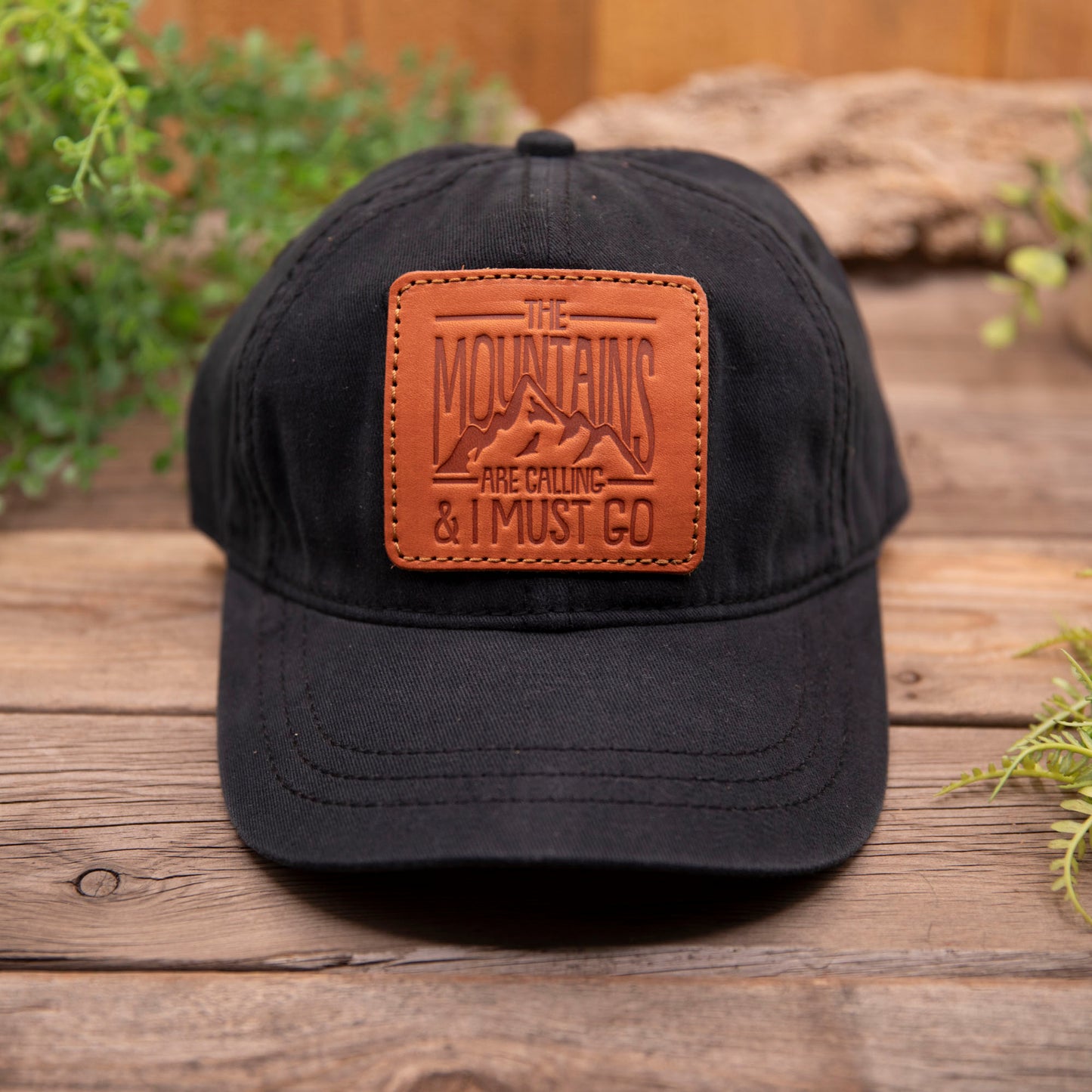 The Mountain are Calling Leather Patch Hat