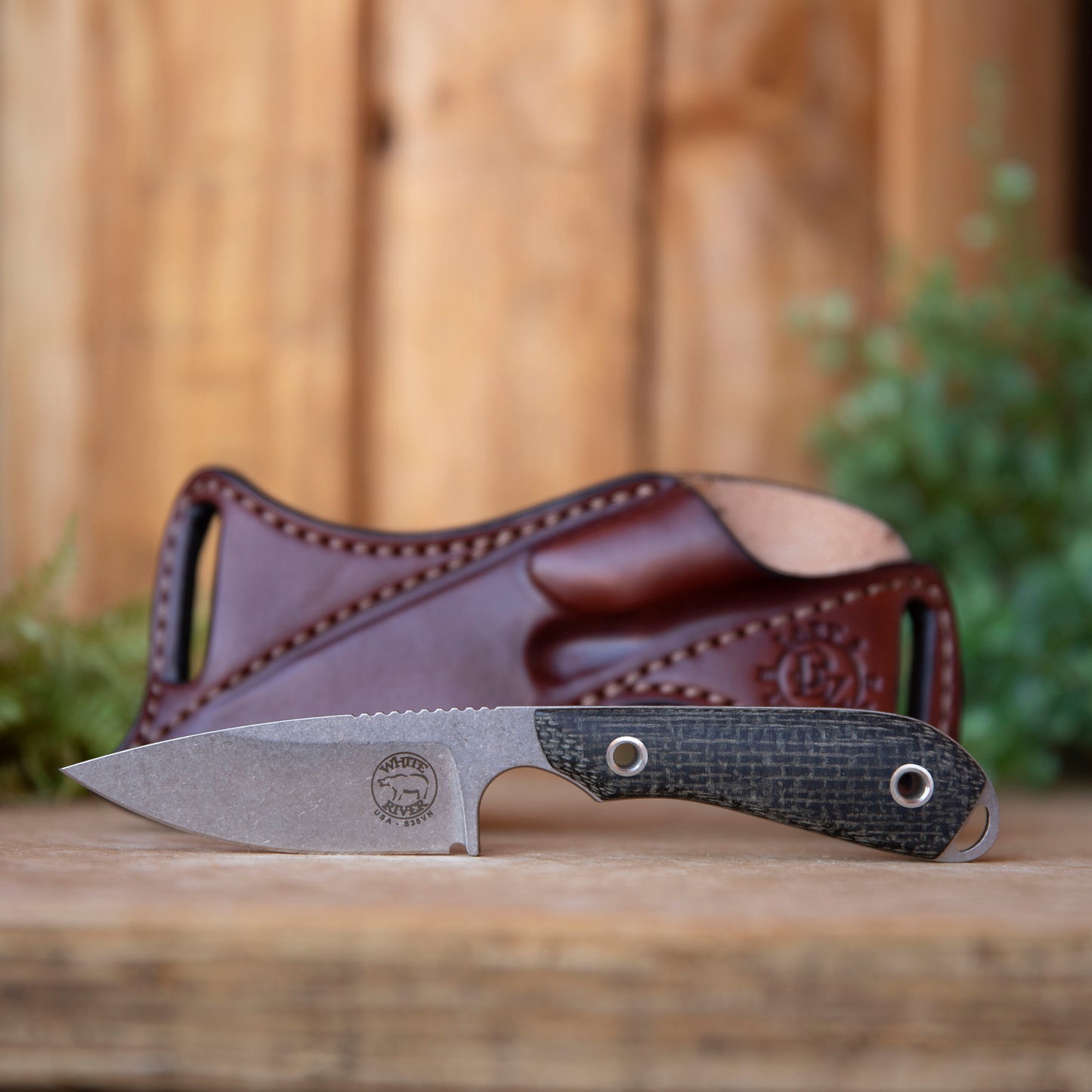 Micarta handle and MagnaCut steel blade close-up