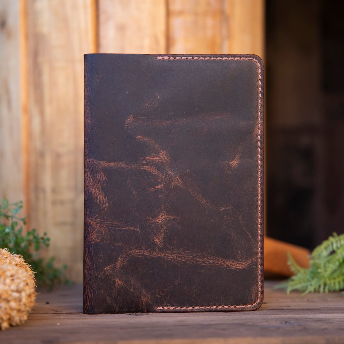 Oil Tan Leather Notebook Journal with Pen Pocket - Lazy 3 Leather Company