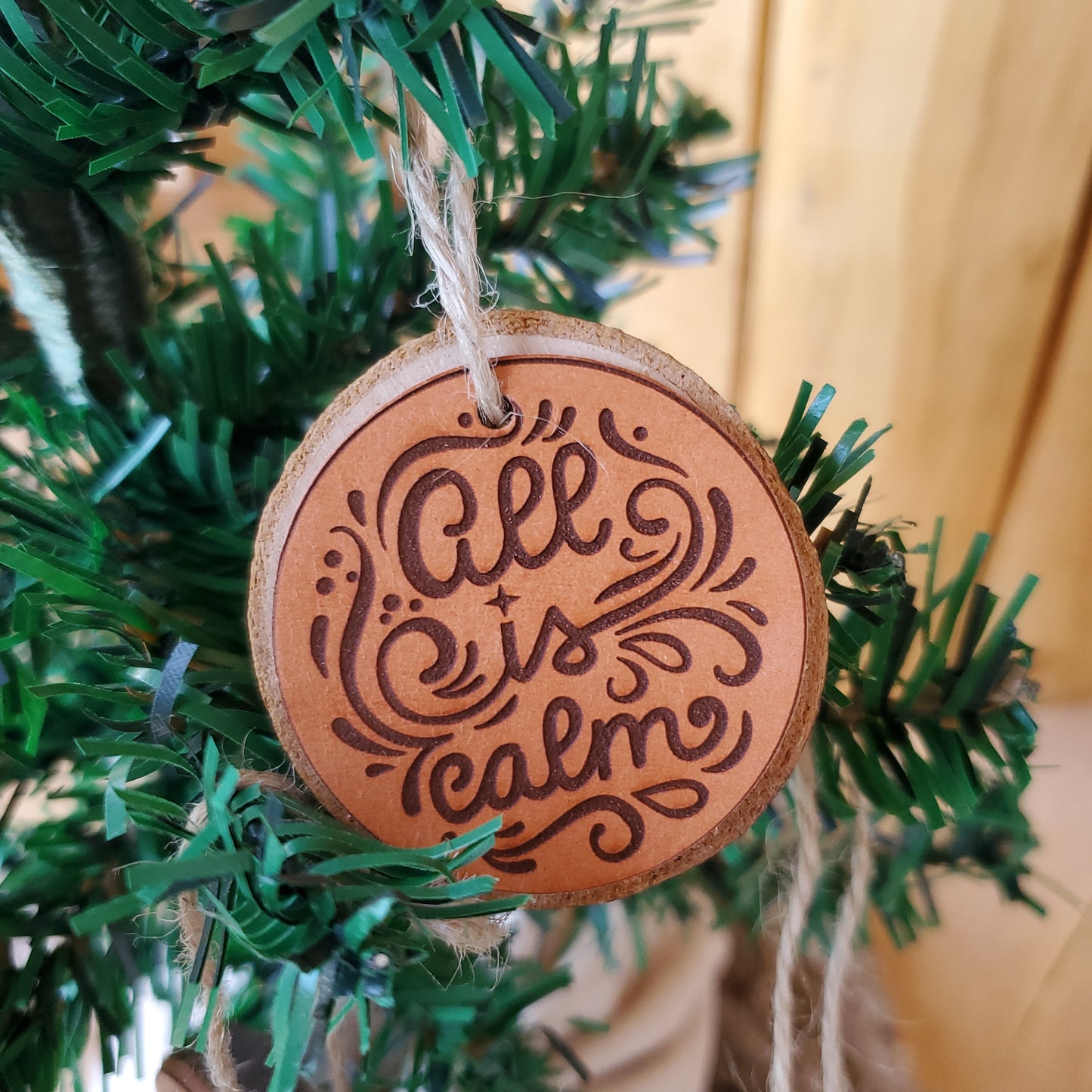 Wood and Leather Holiday Ornaments - Lazy 3 Leather Company