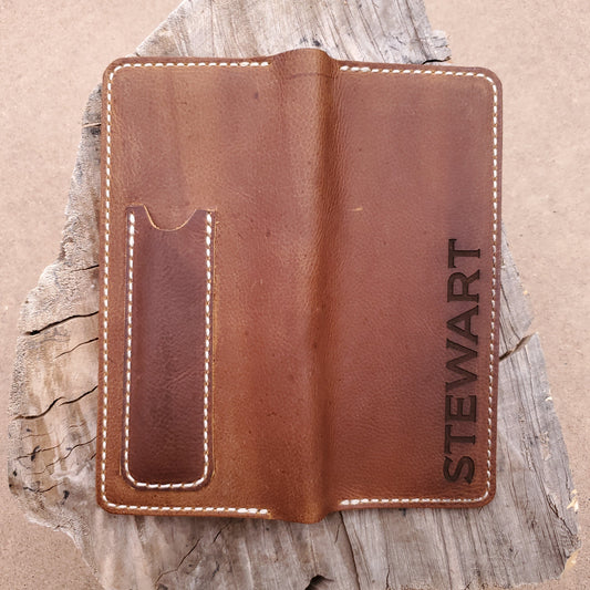 No.84 | Tally Record Book Cover with Pen Pocket - Lazy 3 Leather Company