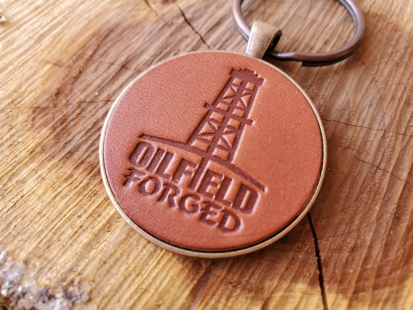 Oilfield Forged Leather Keychain - Lazy 3 Leather Company