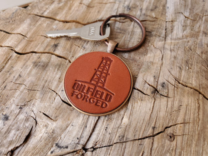 Oilfield Forged Leather Keychain - Lazy 3 Leather Company
