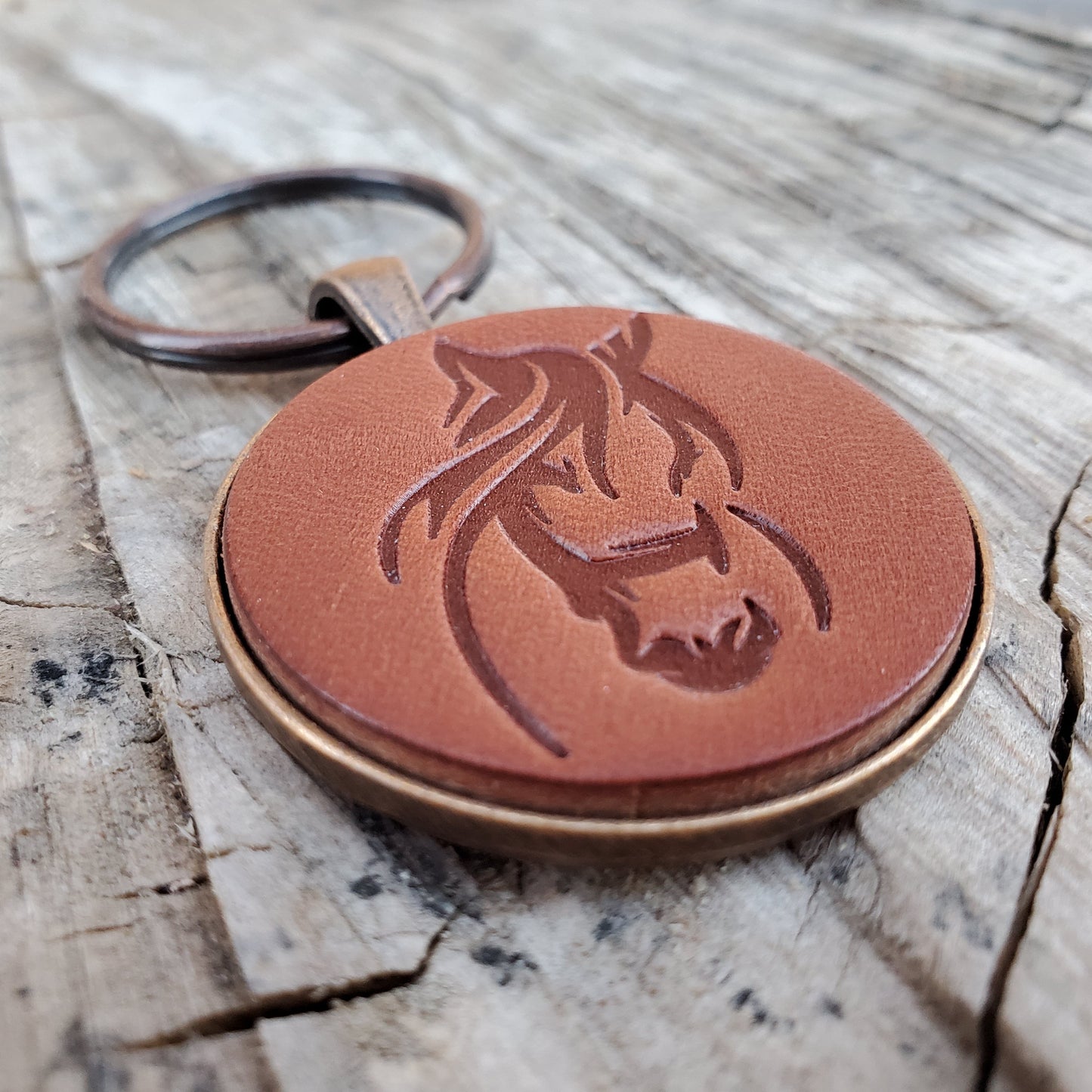Horse Stamped Leather Keychain - Lazy 3 Leather Company