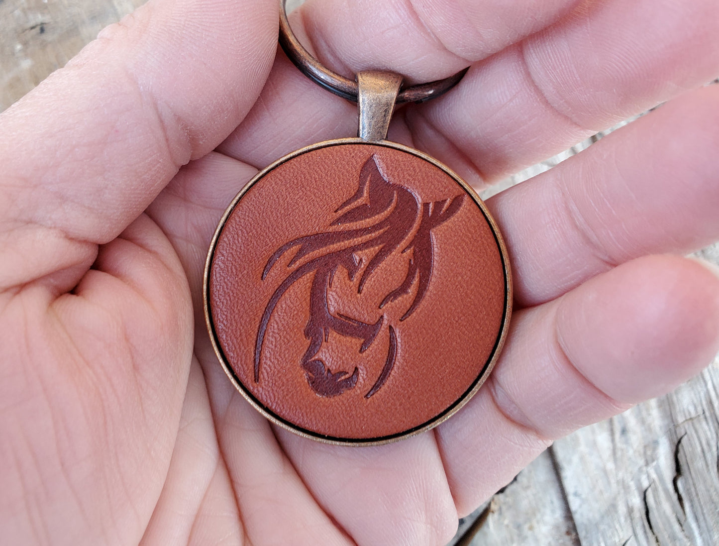 Horse Stamped Leather Keychain - Lazy 3 Leather Company