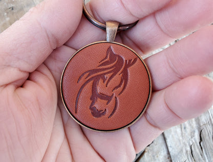 Horse Stamped Leather Keychain - Lazy 3 Leather Company
