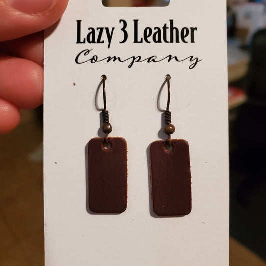 Mini Rectangle Earring - Lazy 3 Leather Company