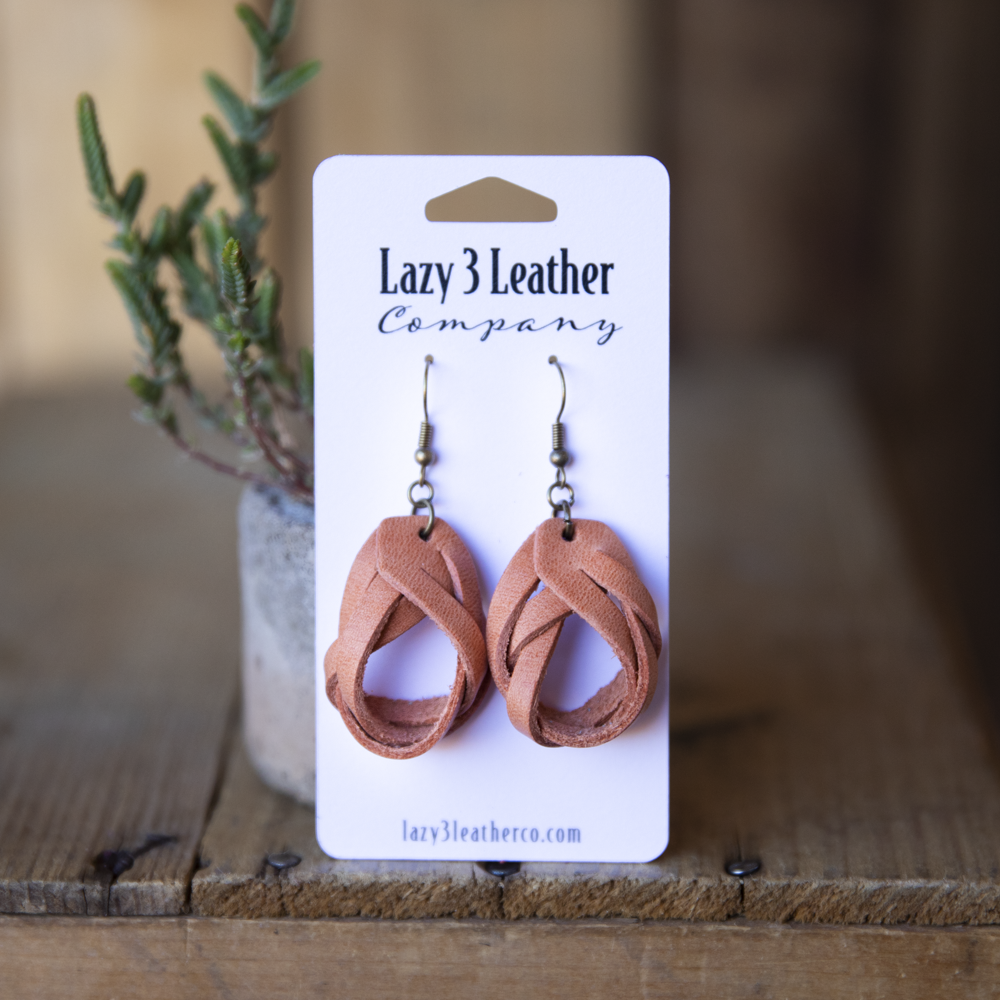 Magic Braided Knot Leather Earrings - Lazy 3 Leather Company