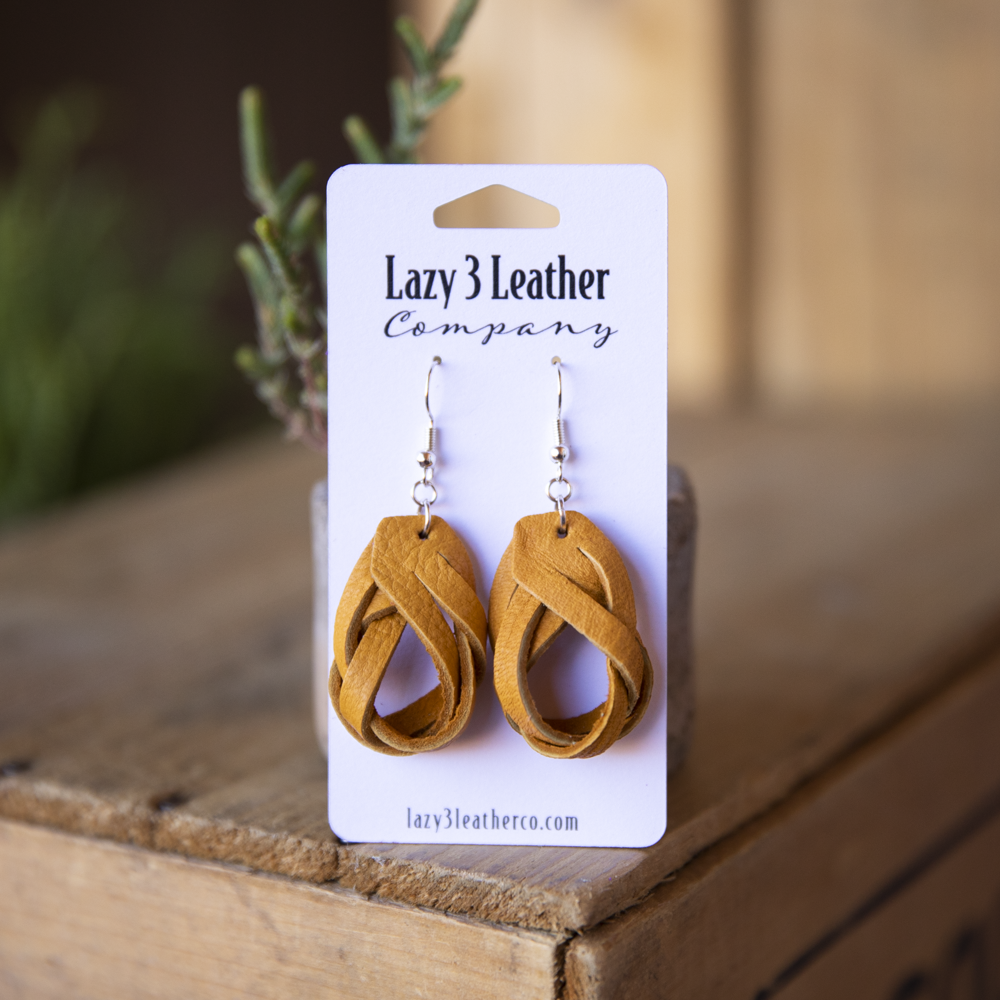 Magic Braided Knot Leather Earrings - Lazy 3 Leather Company
