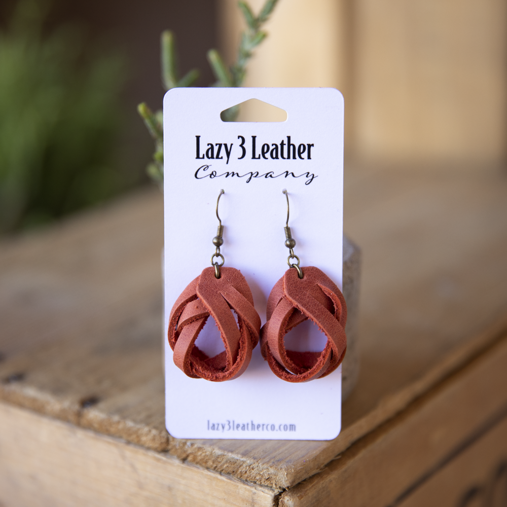 Magic Braided Knot Leather Earrings - Lazy 3 Leather Company