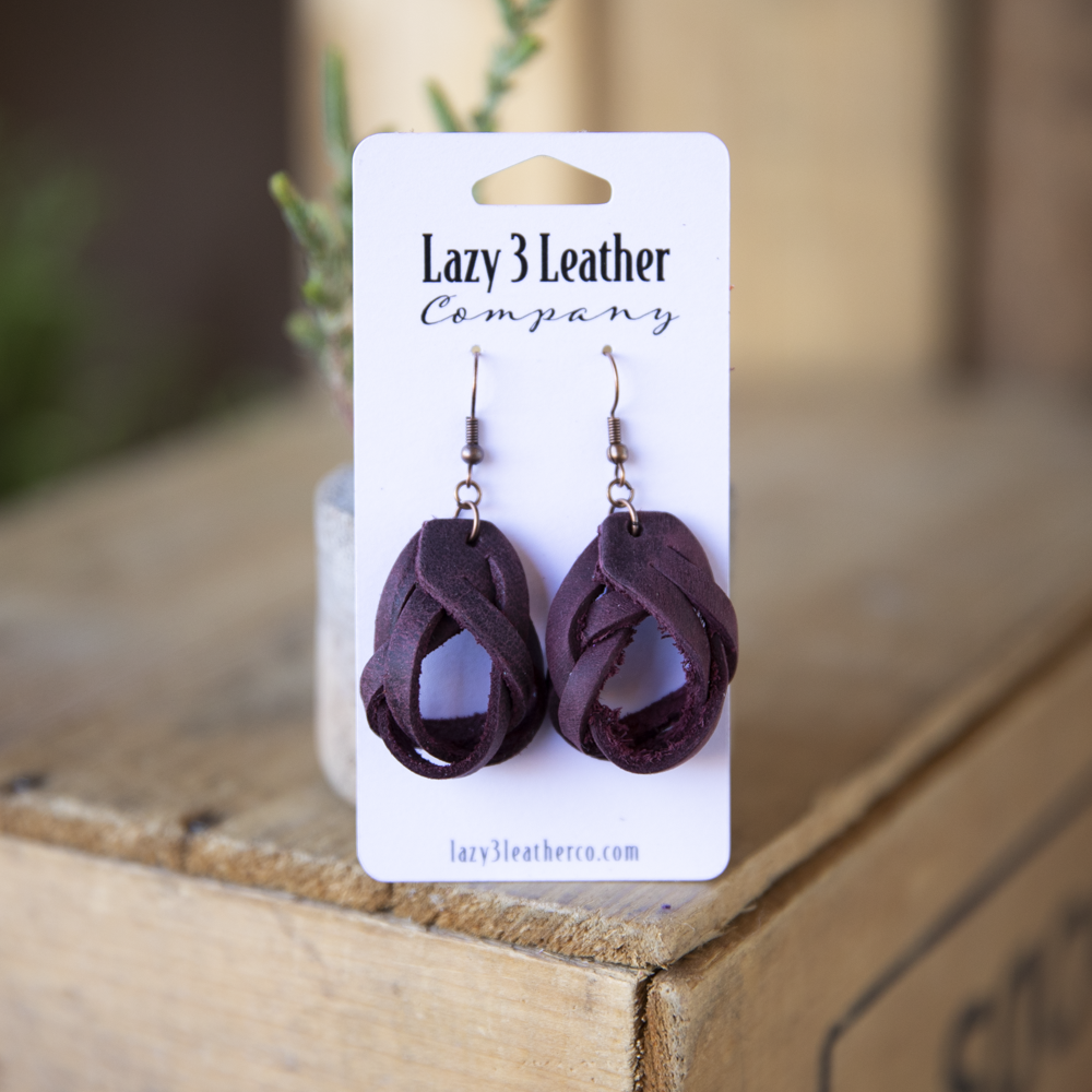 Magic Braided Knot Leather Earrings - Lazy 3 Leather Company