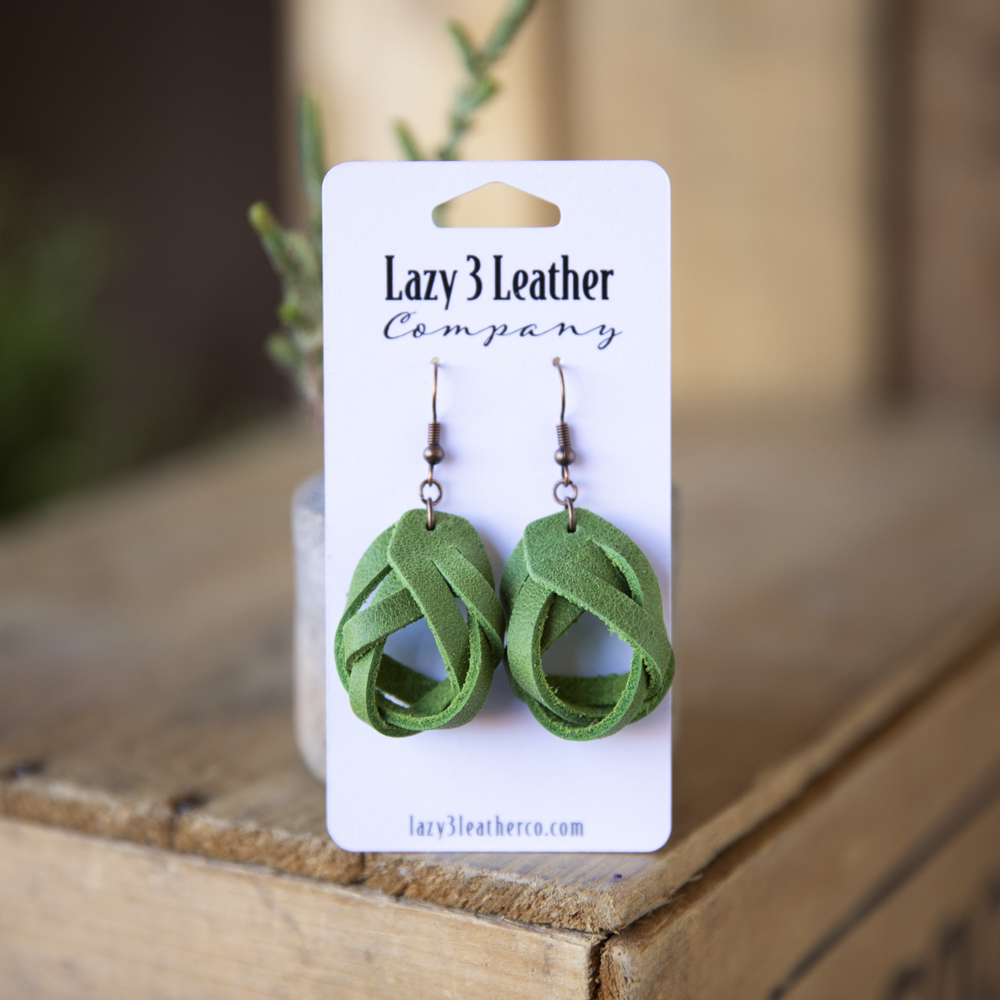Magic Braided Knot Leather Earrings - Lazy 3 Leather Company