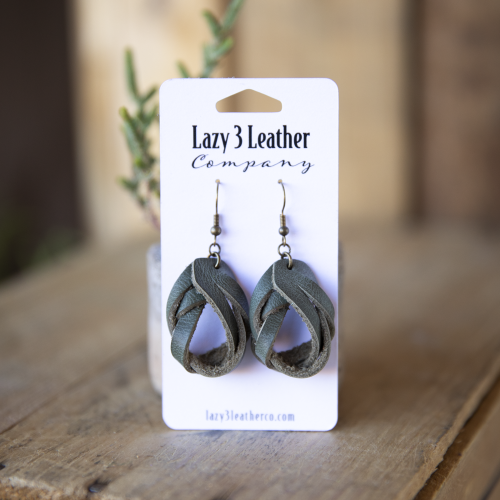 Magic Braided Knot Leather Earrings - Lazy 3 Leather Company
