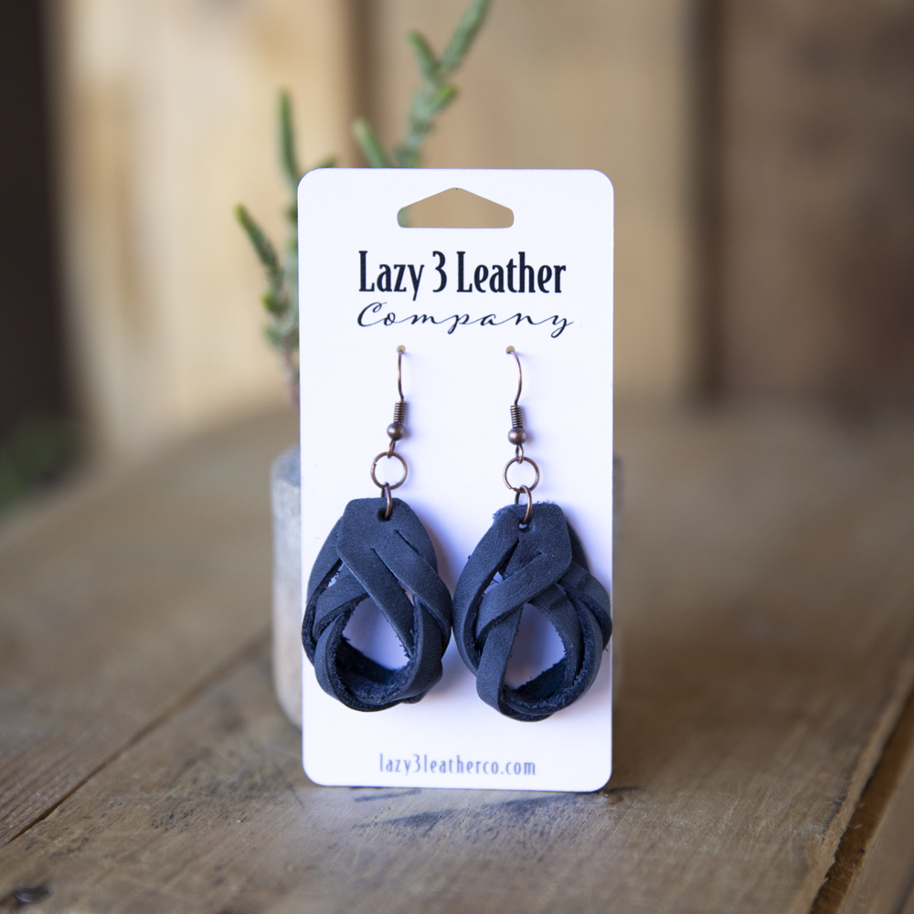 Magic Braided Knot Leather Earrings - Lazy 3 Leather Company