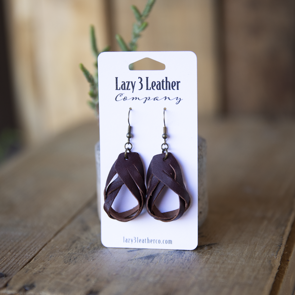 Magic Braided Knot Leather Earrings - Lazy 3 Leather Company