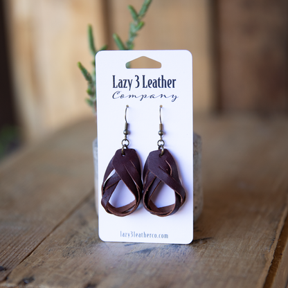 Magic Braided Knot Leather Earrings - Lazy 3 Leather Company