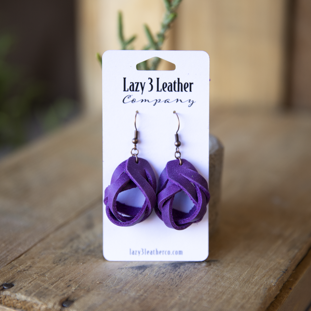 Magic Braided Knot Leather Earrings - Lazy 3 Leather Company