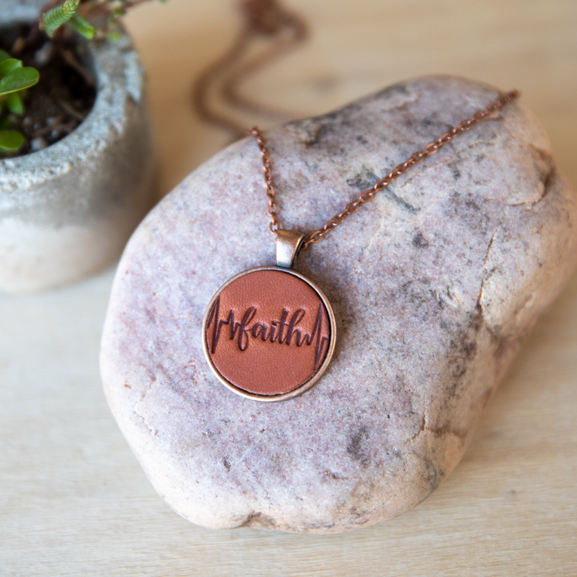 Faith Heartbeat Necklace - Lazy 3 Leather Company