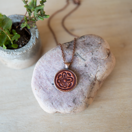 Flower Pendant Necklace - Lazy 3 Leather Company