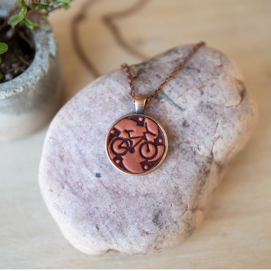 Bike Gear Pendant Necklace - Lazy 3 Leather Company