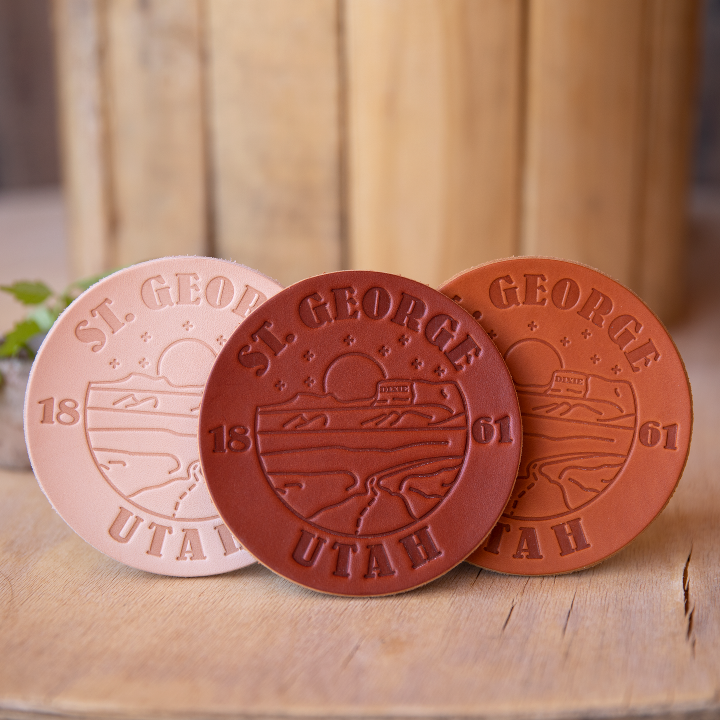 St. George Leather Coasters - Lazy 3 Leather Company