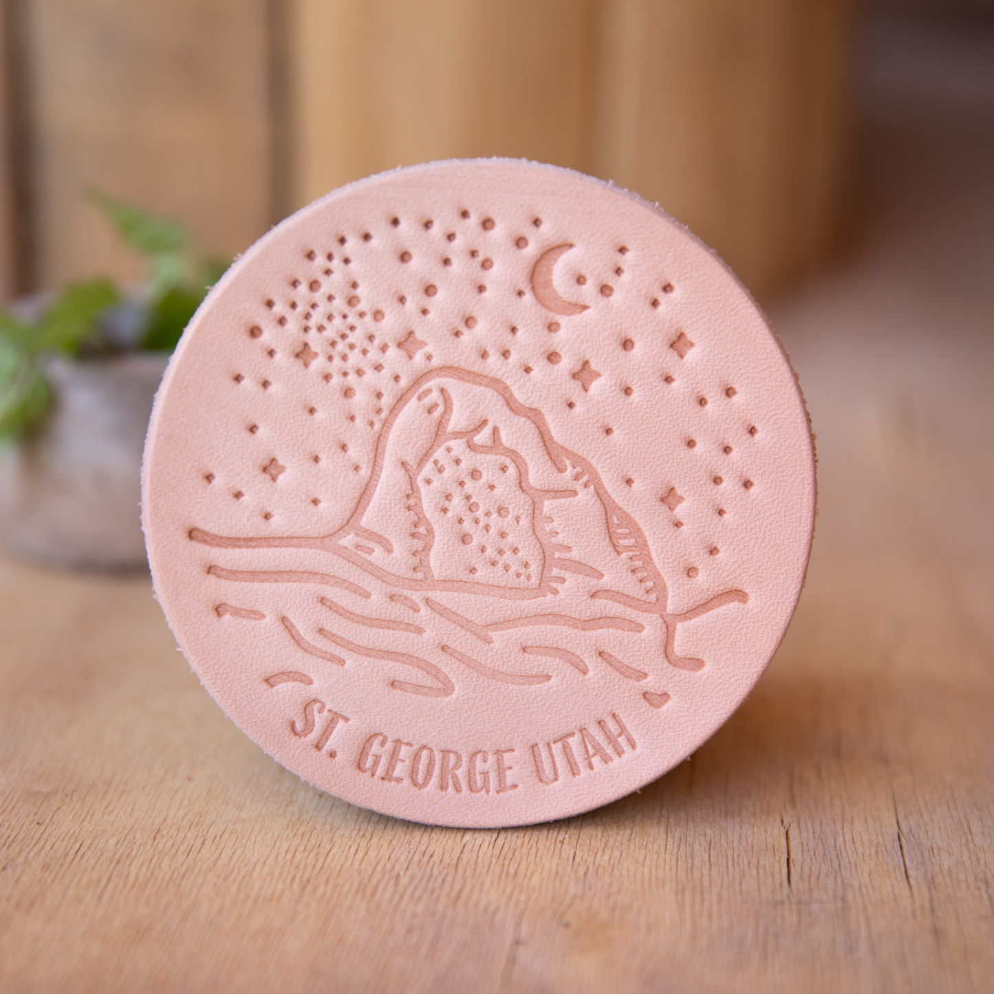 Leather Coasters - Night Sky St. George - Lazy 3 Leather Company