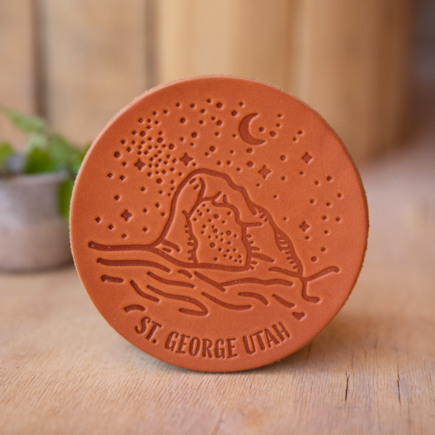 Leather Coasters - Night Sky St. George - Lazy 3 Leather Company