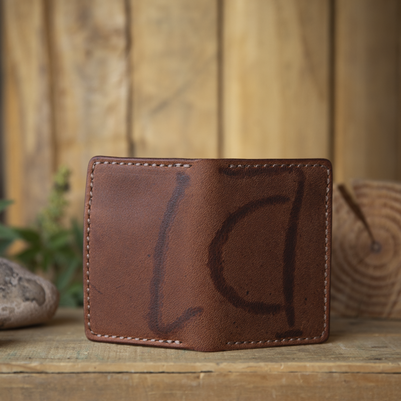 A Branded Leather Bifold Wallet - Lazy 3 Leather Company