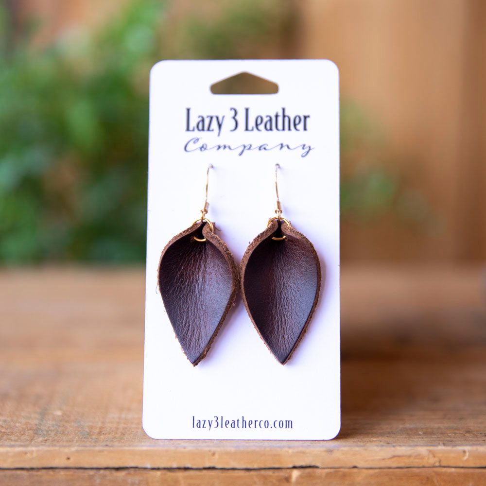Mini Teardrop Leather Earring - Lazy 3 Leather Company