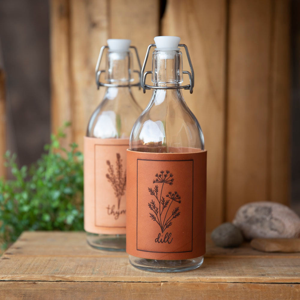 Oil Jar with leather warp - Lazy 3 Leather Company