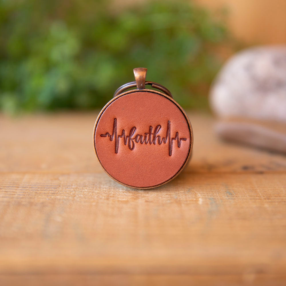 Faith Heartbeat Keychain - Lazy 3 Leather Company