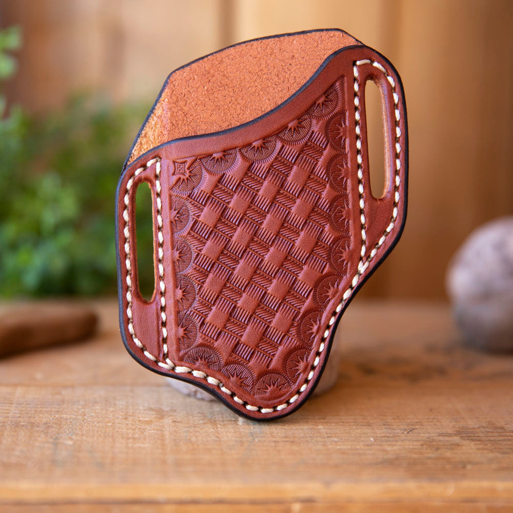 Tooled Pancake Sheath - Lazy 3 Leather Company