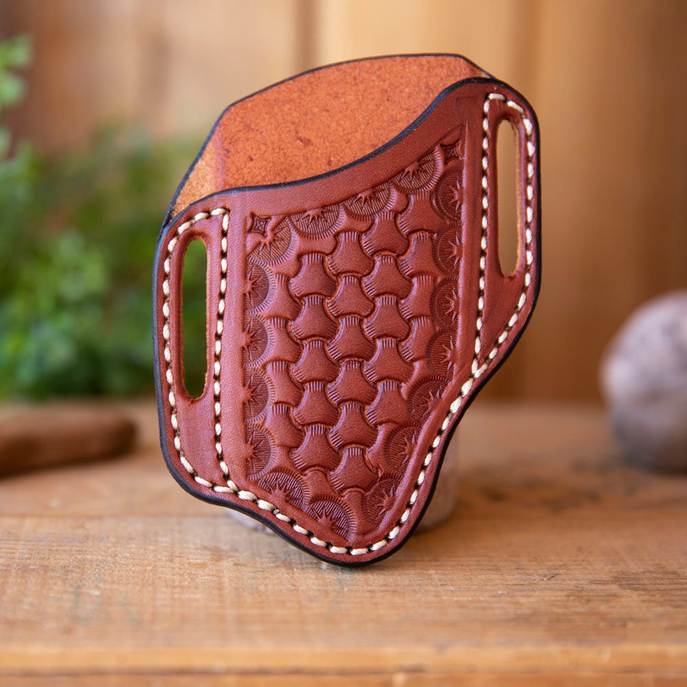 Tooled Pancake Sheath - Lazy 3 Leather Company