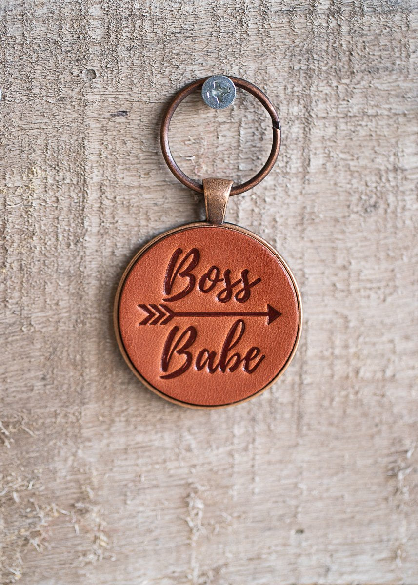 Boss Babe Keychain - Lazy 3 Leather Company