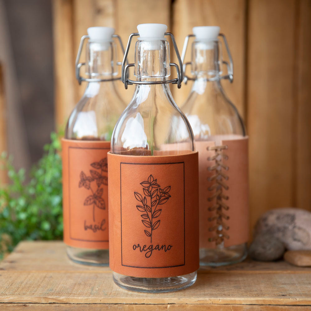 Oil Jar with leather warp - Lazy 3 Leather Company