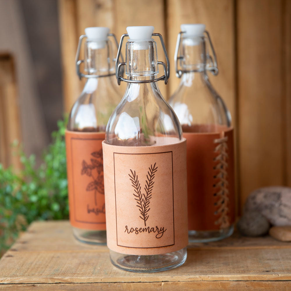 Oil Jar with leather warp - Lazy 3 Leather Company