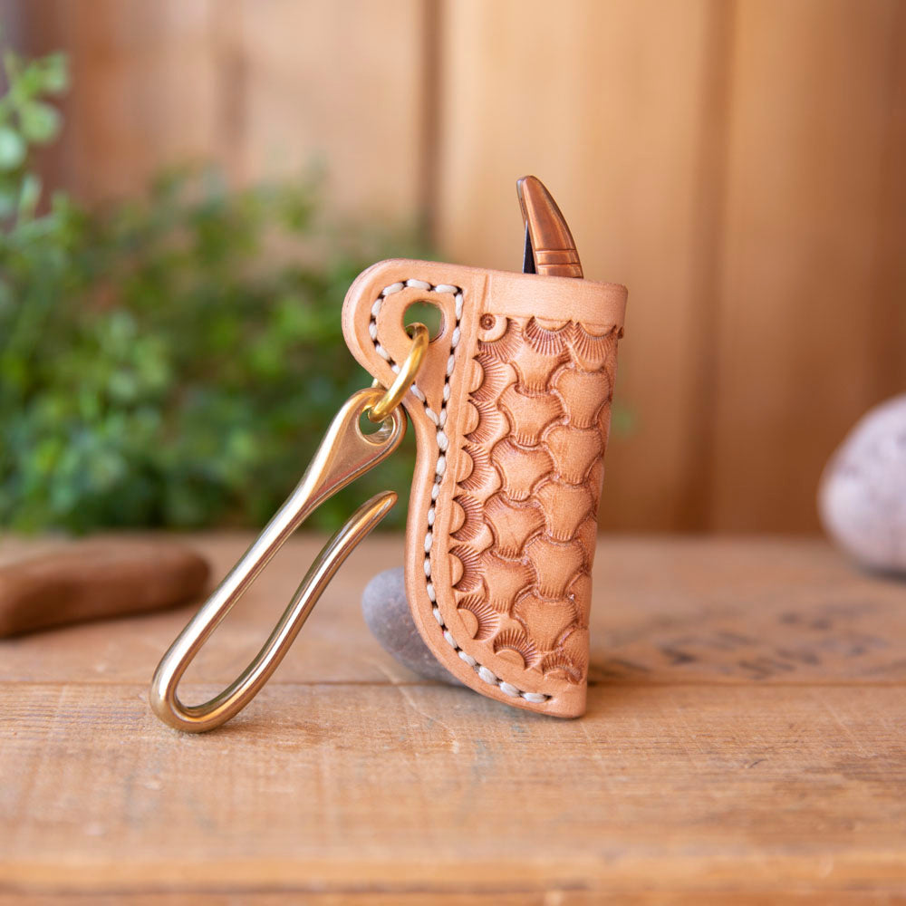 Tooled Sheath w/ RR Texas Toothpick - Lazy 3 Leather Company