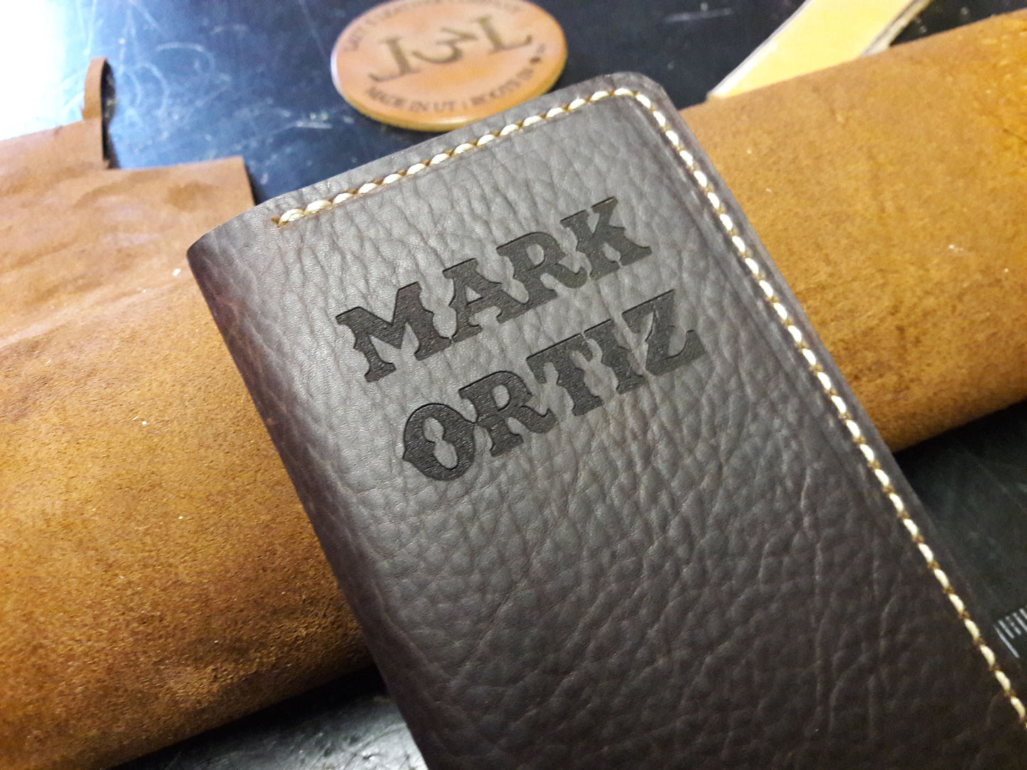No.83 | Leather Tally Record Book Cover Full Grain Leather - Lazy 3 Leather Company