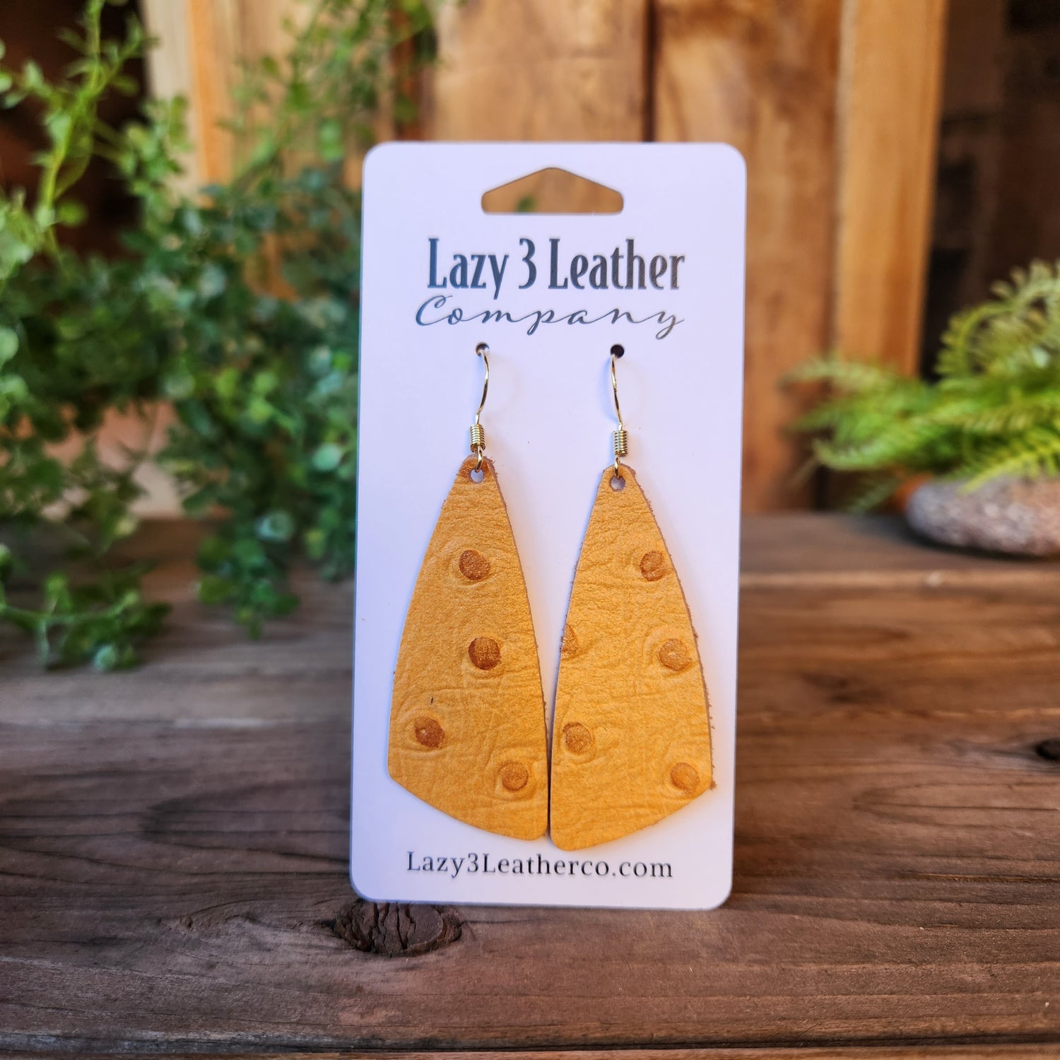 Tapered Drop Leather Earrings - Lazy 3 Leather Company